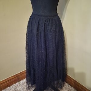 Red Valentino Elegant Black Tulle Skirt